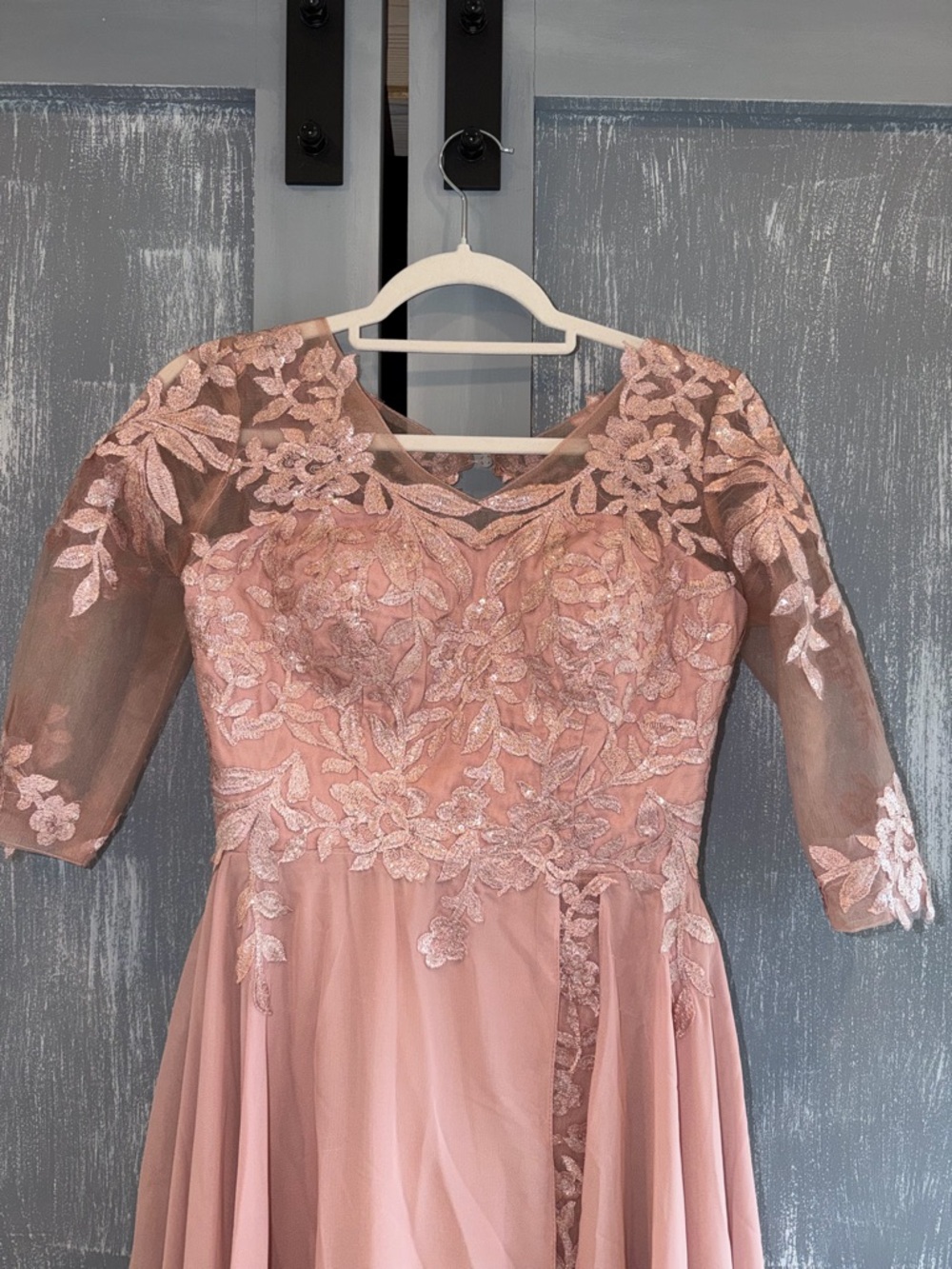 Dusty Rose Lace Mother of the Bride Gown | Formal Wedding Dress | Size S - Picture 4 of 9